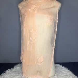Peach Sheer Floral Scarf